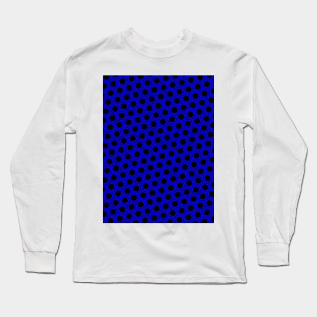 Pattern hexagon blue on black background Long Sleeve T-Shirt by la chataigne qui vole ⭐⭐⭐⭐⭐